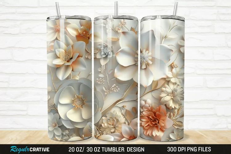 3D Florals In Harmony 20/30oz Skinny Tumbler