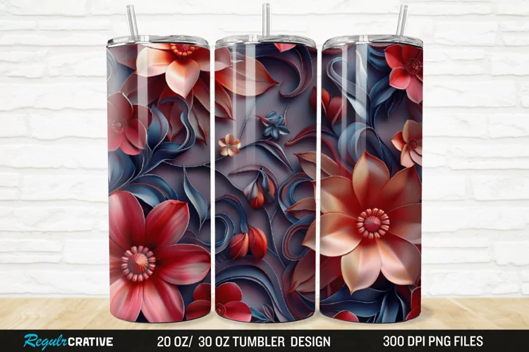 3D Florals In Harmony 20/30oz Skinny Tumbler