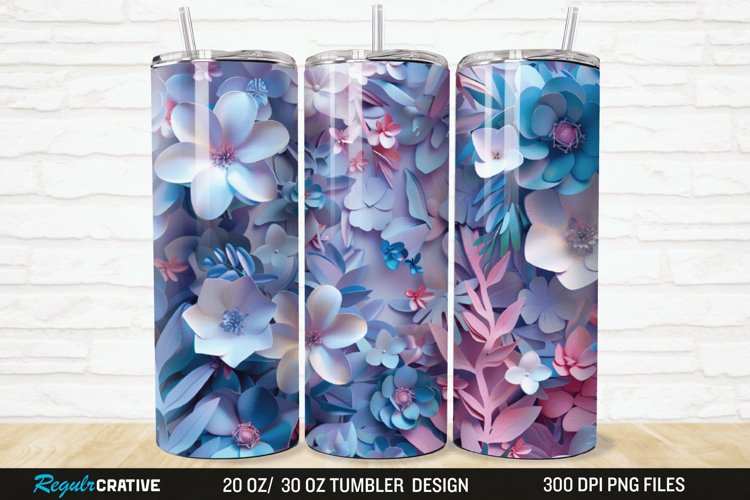 3D Florals In Harmony 20/30oz Skinny Tumbler example image 1