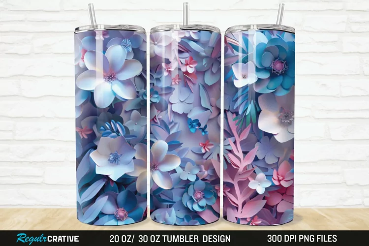 3D Florals In Harmony 20/30oz Skinny Tumbler
