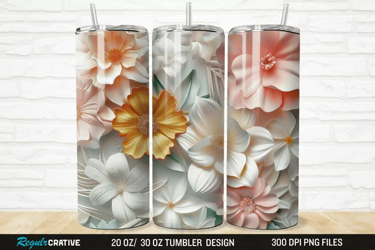 3D Florals In Harmony 20/30oz Skinny Tumbler