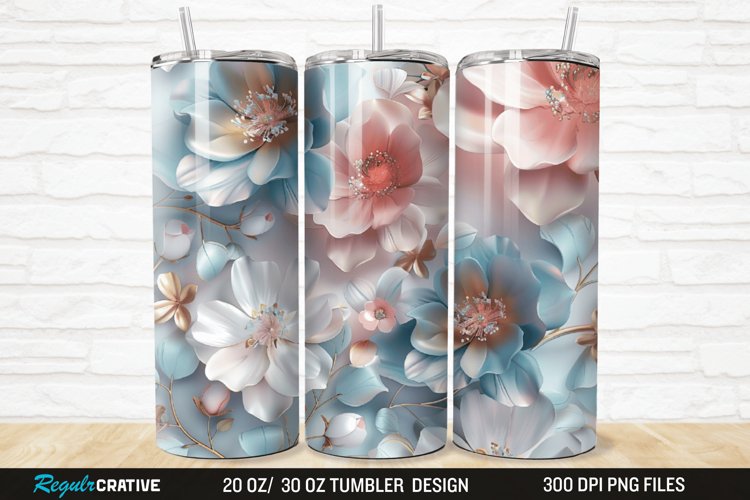 3D Florals In Harmony 20/30oz Skinny Tumbler example image 1