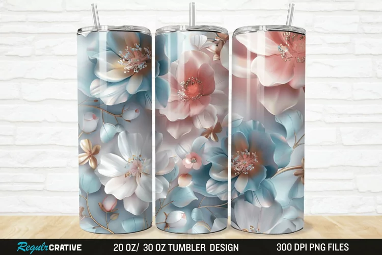 3D Florals In Harmony 20/30oz Skinny Tumbler