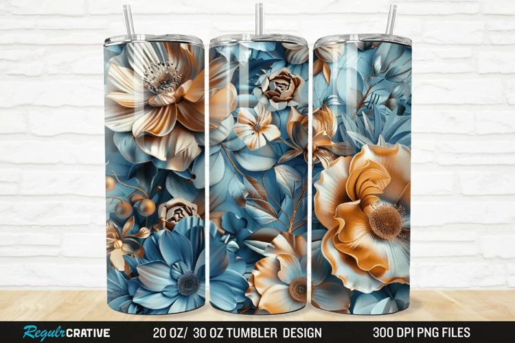 3D Florals In Harmony 20/30oz Skinny Tumbler