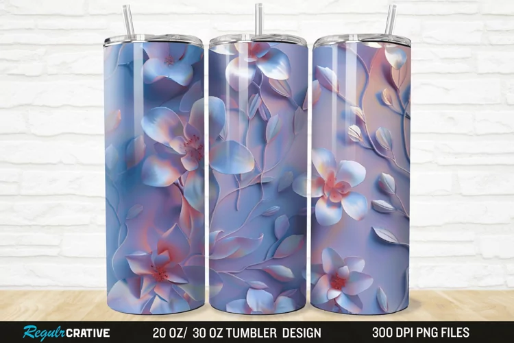 3D Florals In Harmony 20/30oz Skinny Tumbler