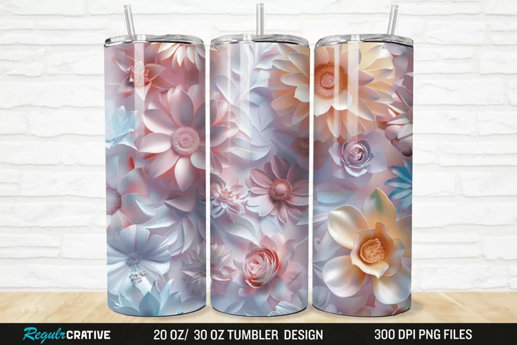 3D Florals In Harmony 20/30oz Skinny Tumbler