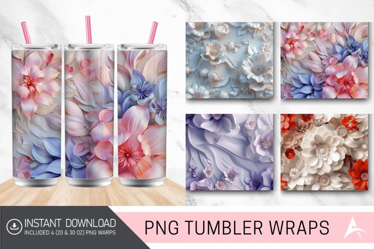 3D Floral in Harmony Tumbler wrap example image 1
