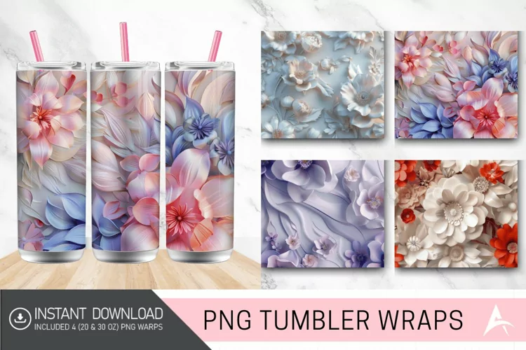 3D Floral in Harmony Tumbler wrap