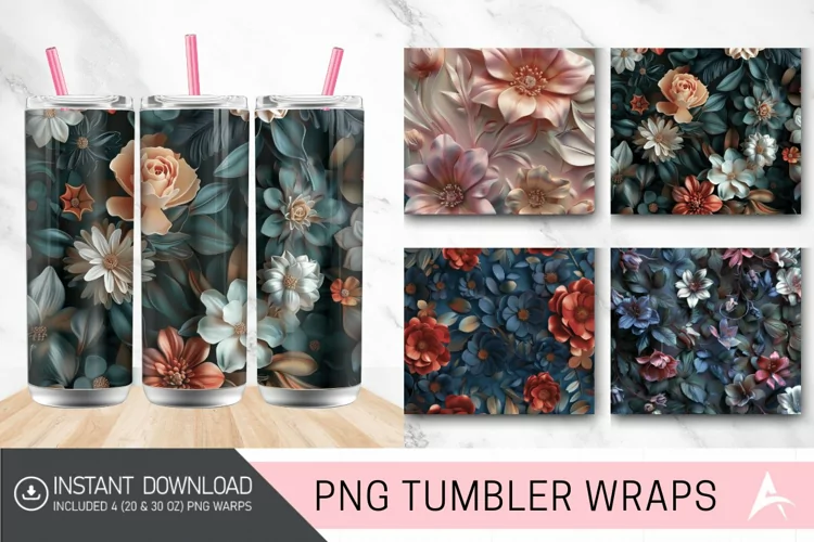 3D Floral in Harmony Tumbler wrap