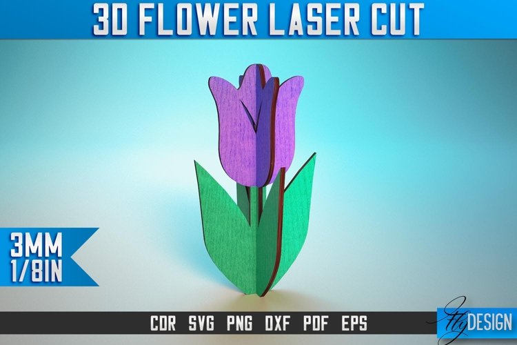 3D Flowers Laser Cut SVG | Laser Cut Design | Wooden Flowers