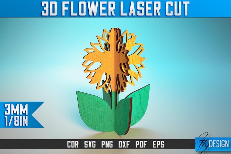 3D Flowers Laser Cut SVG | Laser Cut Design | Wooden Flowers example image 1
