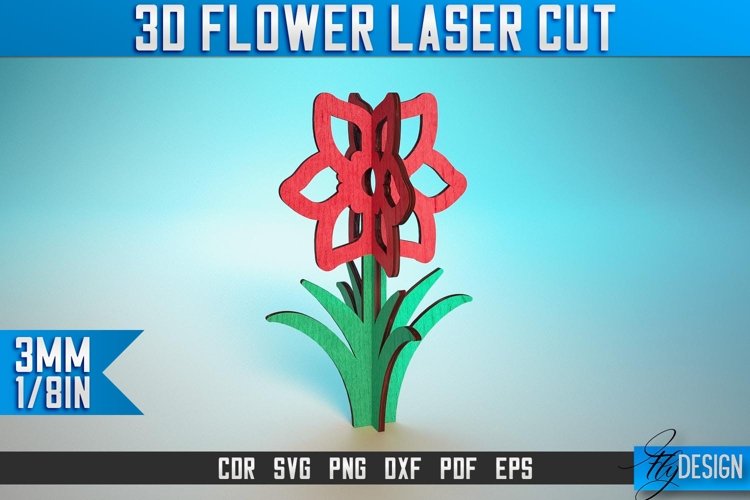 3D Flowers Laser Cut SVG | Laser Cut Design | Wooden Flowers