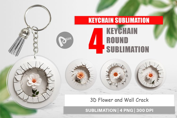 Keychain 3D Flower and Wall Crack
