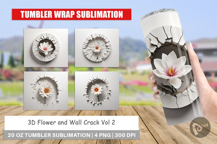 Tumbler Wrap 3D Flower and Wall Crack