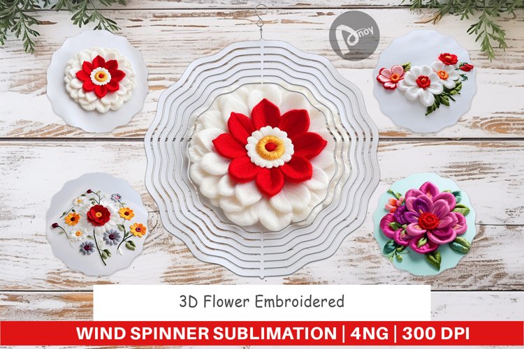 Wind Spinner 3D Flower Embroidered