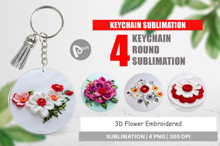Keychain 3D Flower Embroidered