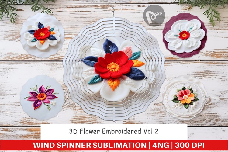 Wind Spinner 3D Flower Embroidered