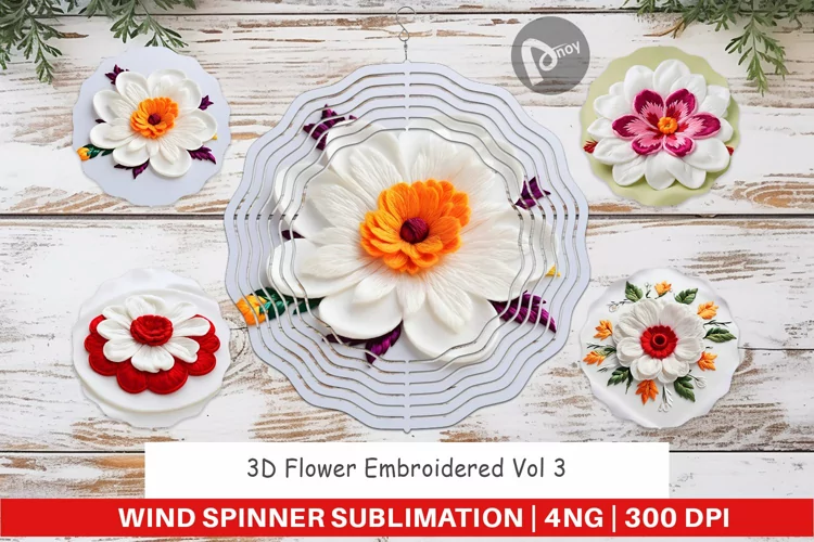 Wind Spinner 3D Flower Embroidered
