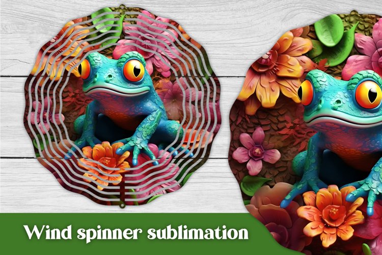 3d frog flower wind spinner | Wind spinner sublimation