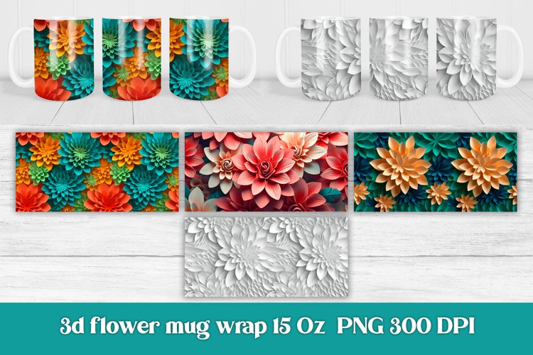 3d flower mug wrap design | 3d flower mug sublimation