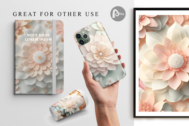 3D Flower Paper Art | Digital Paper