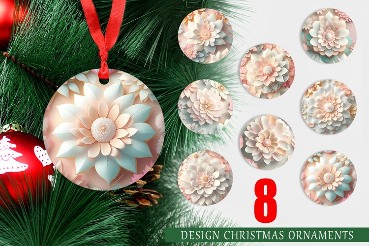 3D Flower Pastel Color Christmas Ornaments