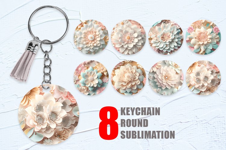 3D flower pastel color Keychain Background| Keyring example image 1