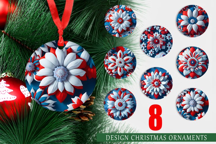 3D Flower Patriot Christmas Ornaments