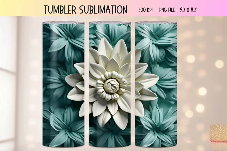 3d Flower Tumbler Wrap | 3d Floral Sublimation Tumbler Wrap