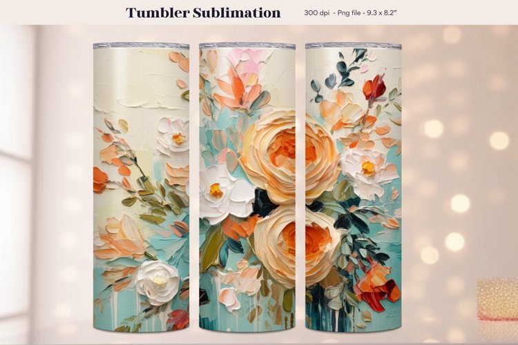 3d Flower Tumbler Wrap | 3d Sublimation Design Peony Tumbler