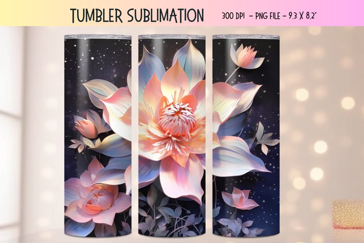 3d Flower Tumbler Wrap | Floral 3d Sublimation Tumbler Wrap