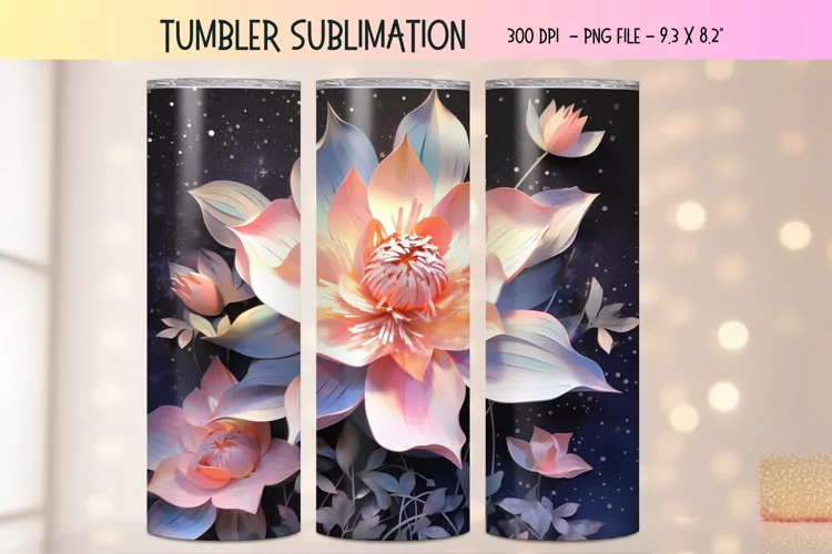 3d Flower Tumbler Wrap | Floral 3d Sublimation Tumbler Wrap