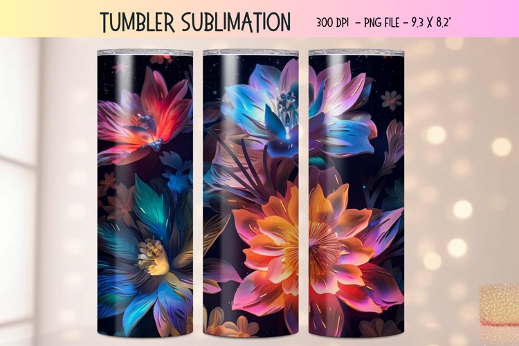 3d Flower Tumbler Wrap | Floral 3d Sublimation Tumbler Wrap