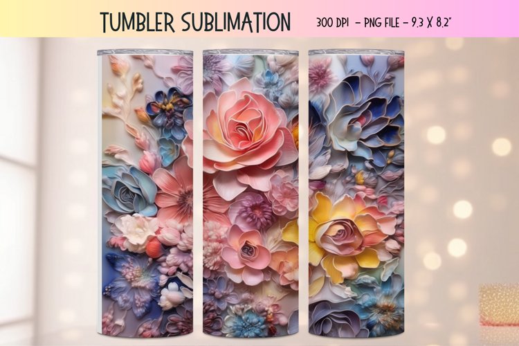 3d Flower Tumbler Wrap Pastel 3d Sublimation Tumbler Wrap