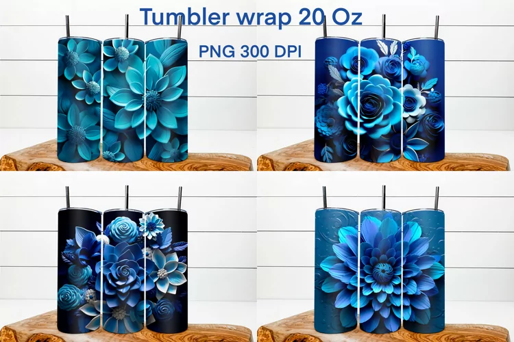 3d flower sublimation tumbler | 3d flower illustration