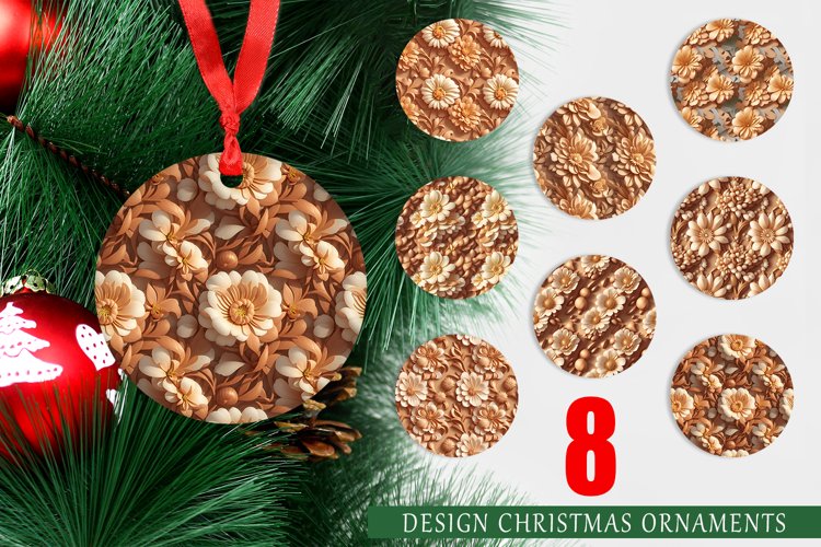 3D Flower Wood Carving Christmas Ornaments