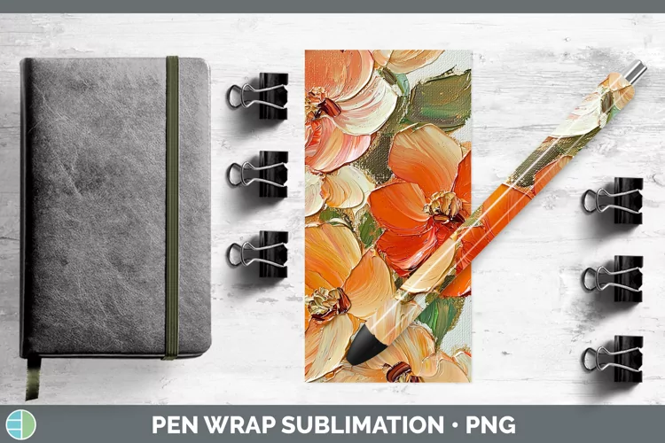 3D Flowers Abutilon Pen Wrap Sublimation Pen Designs