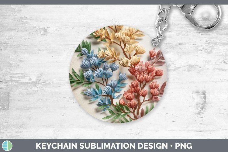 3D Flowers Acacia Keychain Sublimation Keyring Designs