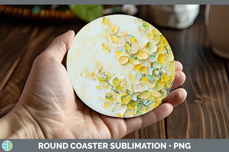 3D Flowers Acacia Round Coaster Sublimation Coaster Designs