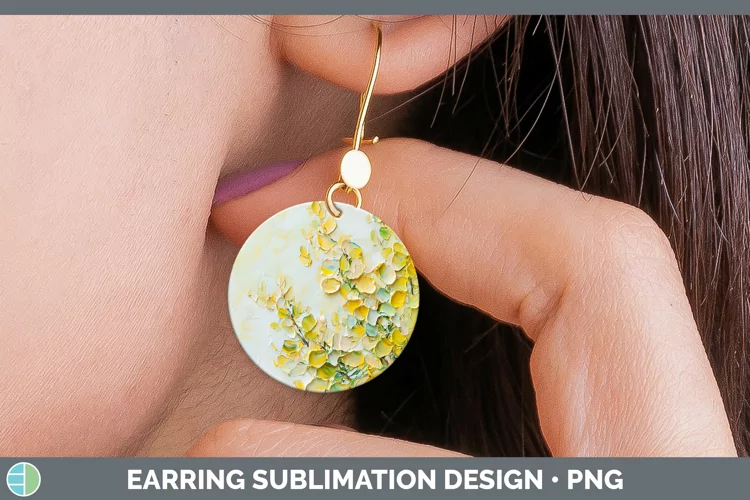 3D Flowers Acacia Round Earrings Sublimation Earrings Design