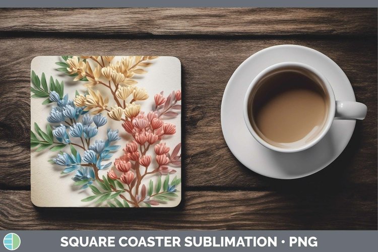 Gorgeous3D Flowers Square Coaster design.