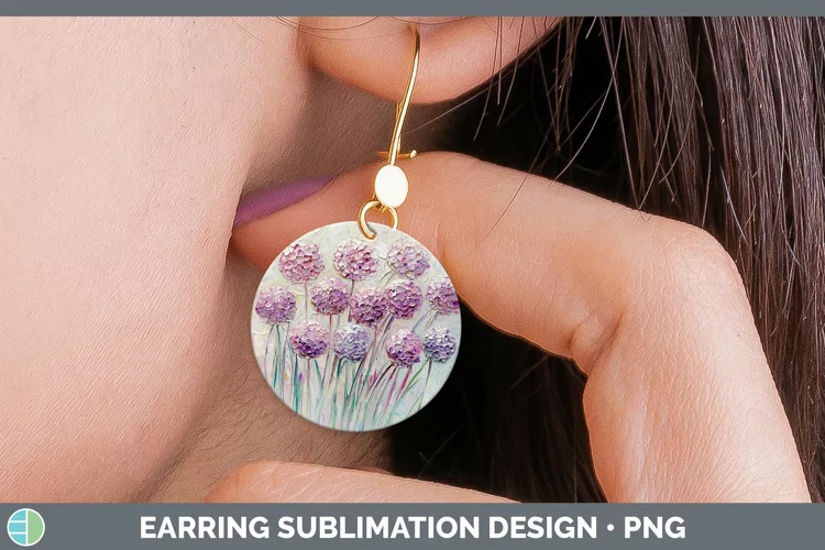 3D Flowers Allium Round Earrings Sublimation Earrings Design