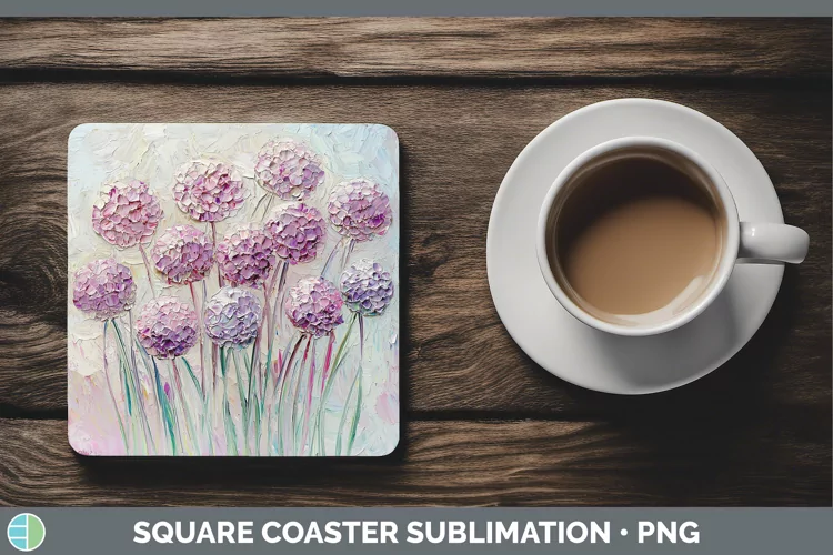 3D Flowers Allium Square Coaster Sublimation Coaster Designs
