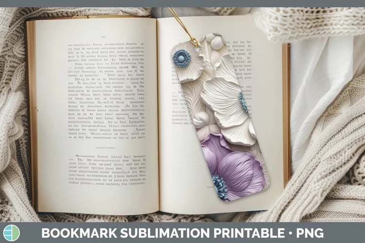 3D Flowers Anemone Bookmark Sublimation Printable Designs