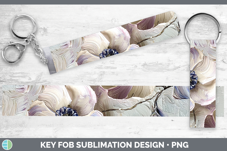 3D Flowers Anemone Key Fob Sublimation Wristlet Designs