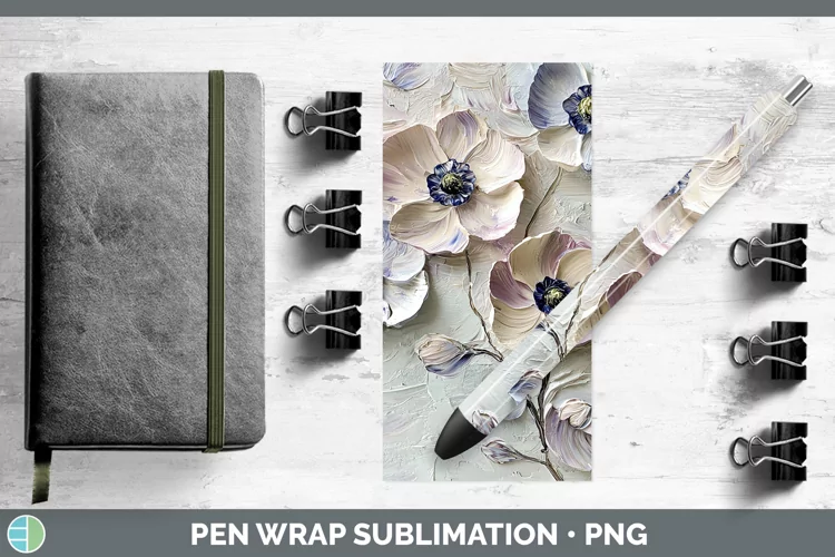 3D Flowers Anemone Pen Wrap Sublimation Pen Designs