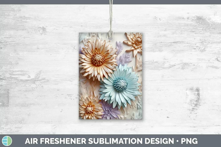 3D Flowers Aster Air Freshener Sublimation Car Freshener Des