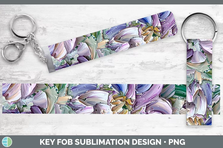 3D Flowers Aster Key Fob Sublimation Wristlet Designs