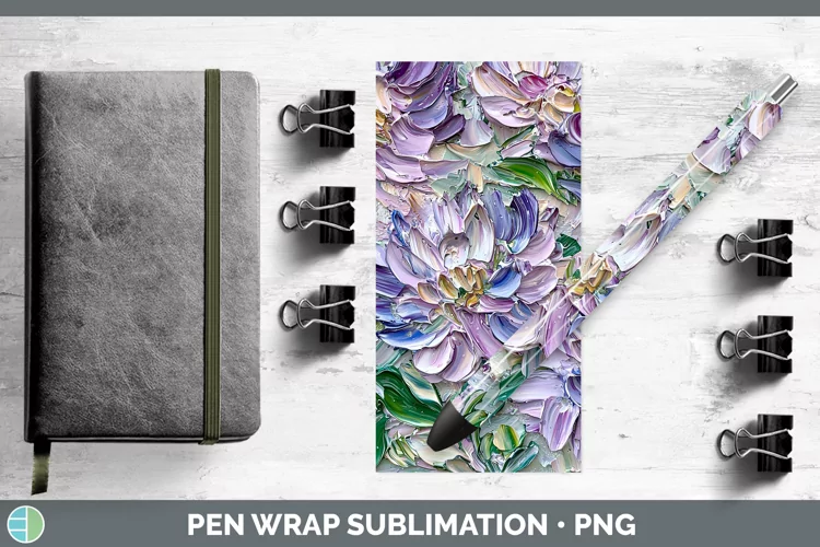 3D Flowers Aster Pen Wrap Sublimation Pen Designs