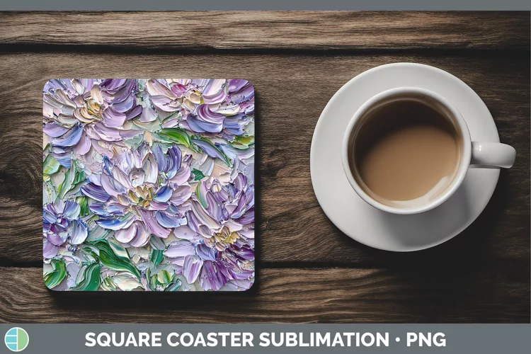 3D Flowers Aster Square Coaster Sublimation Coaster Designs